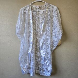 Vintage MARA Intimate Lace Satin Nylon Caplet Cocoon Cap Bed Jacket Lingerie NWT